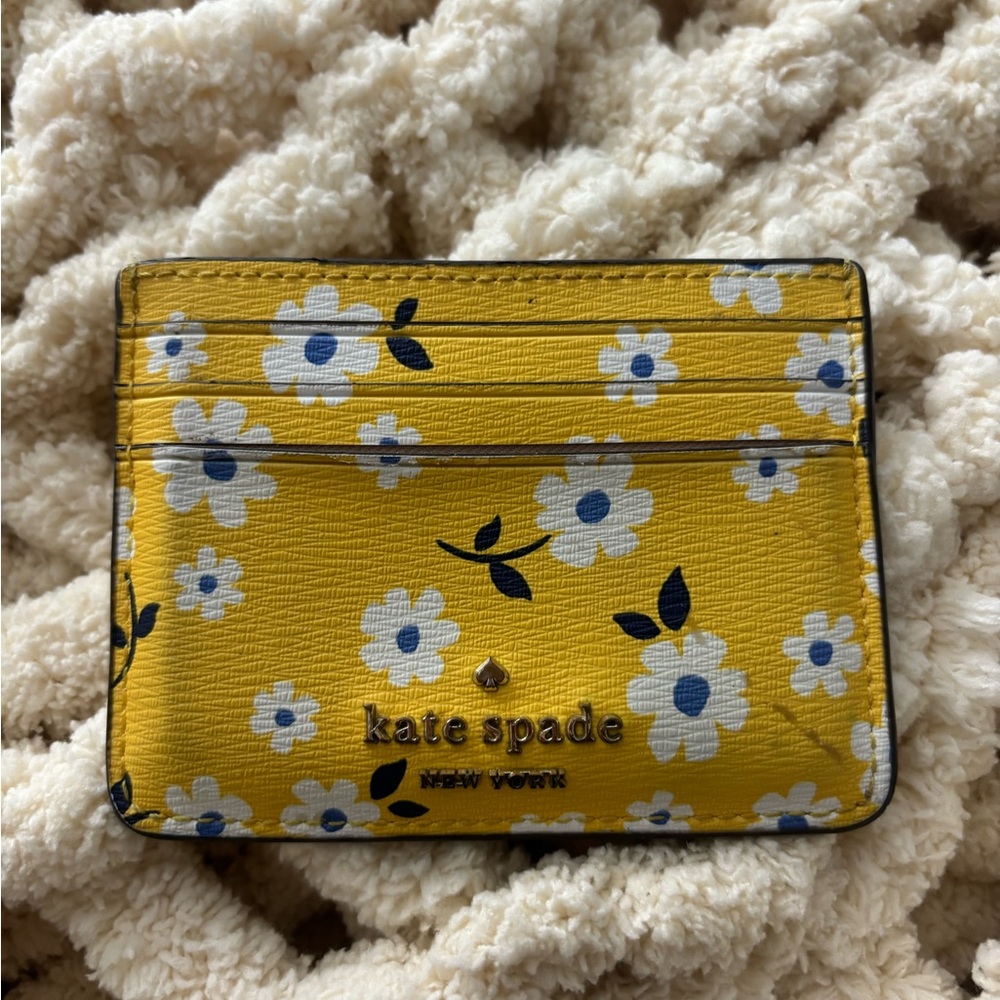 Kate Spade Yellow and White Key Card Holder Floral Design